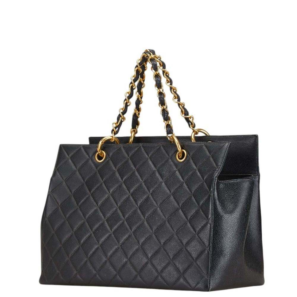 CHANEL Black Caviar Leather Logo Tote Bag - Picture 2 of 12